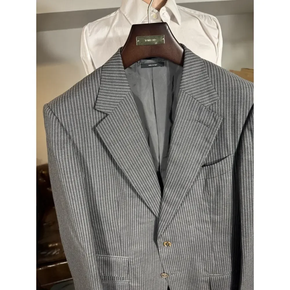 Tom Ford Gray Striped Wool 2 Piece Suit New 50R 40R 34x30.5 Trousers Notch Lapel